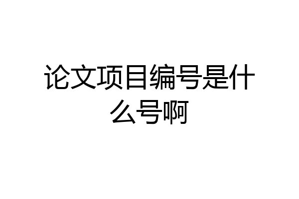 论文项目编号是什么号啊