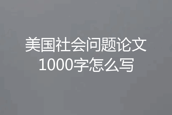 美国社会问题论文1000字怎么写