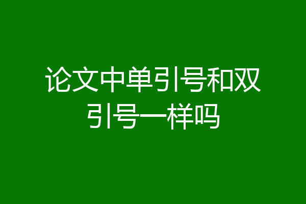 论文中单引号和双引号一样吗