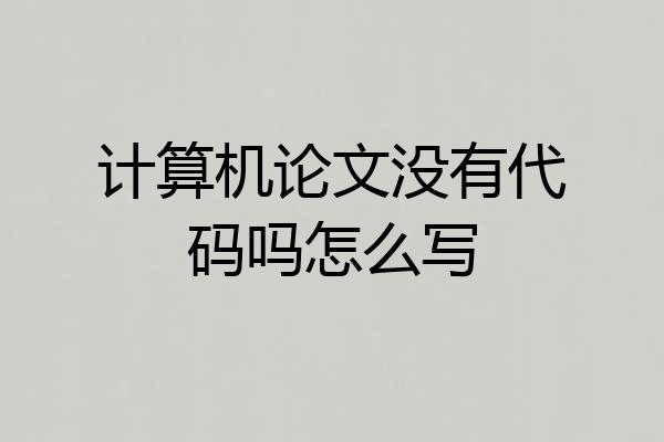 计算机论文没有代码吗怎么写