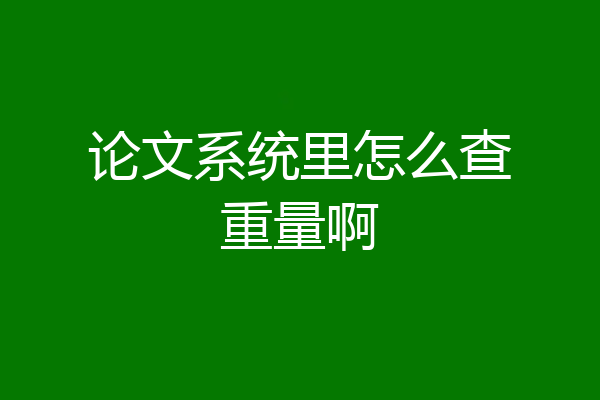 论文系统里怎么查重量啊