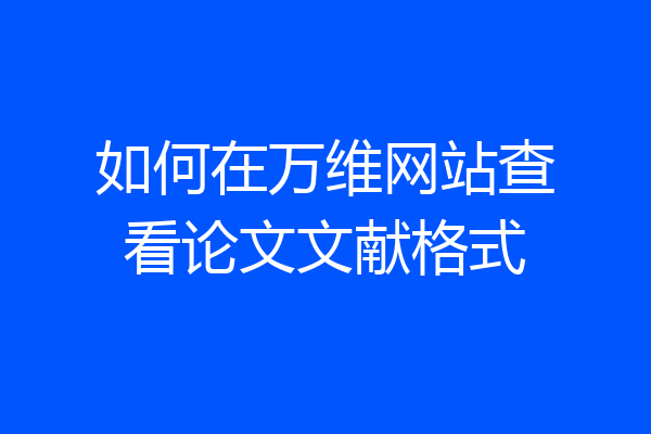 如何在万维网站查看论文文献格式