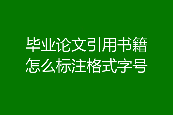 毕业论文引用书籍怎么标注格式字号