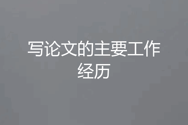 写论文的主要工作经历