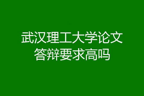 武汉理工大学论文答辩要求高吗