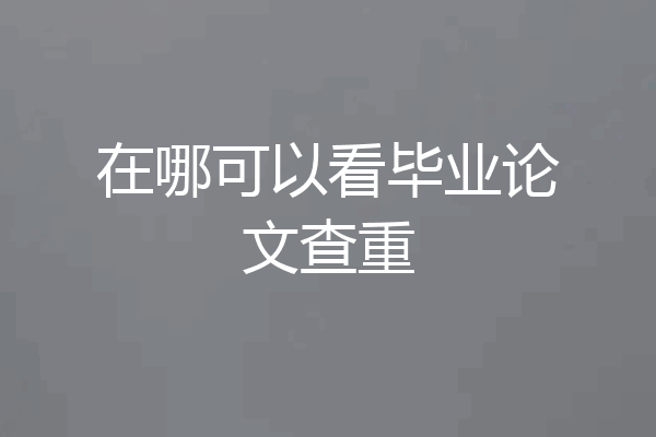 在哪可以看毕业论文查重