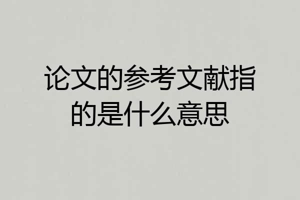 论文的参考文献指的是什么意思