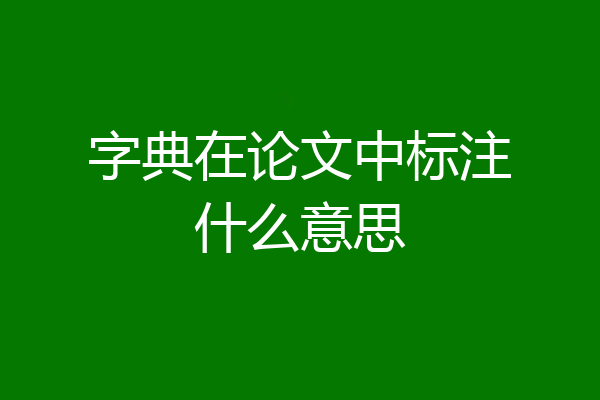 字典在论文中标注什么意思