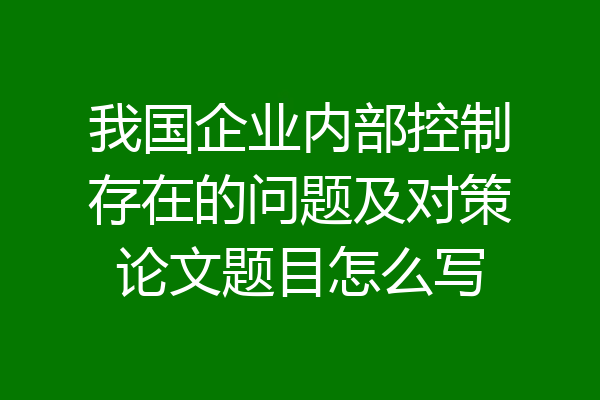 我国企业内部控制存在的问题及对策论文题目怎么写