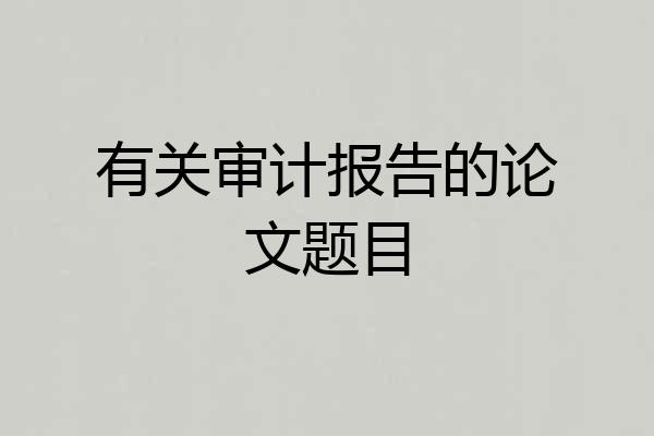 有关审计报告的论文题目