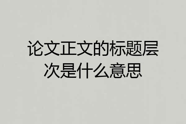 论文正文的标题层次是什么意思