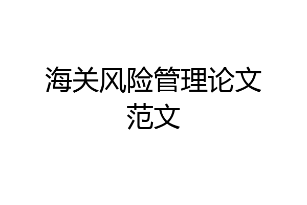 海关风险管理论文范文