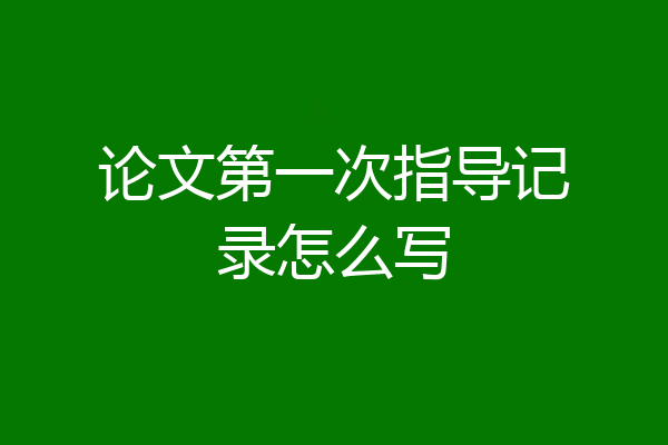 论文第一次指导记录怎么写