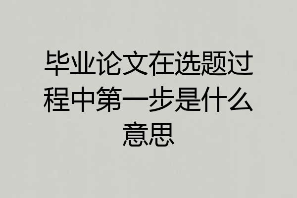毕业论文在选题过程中第一步是什么意思