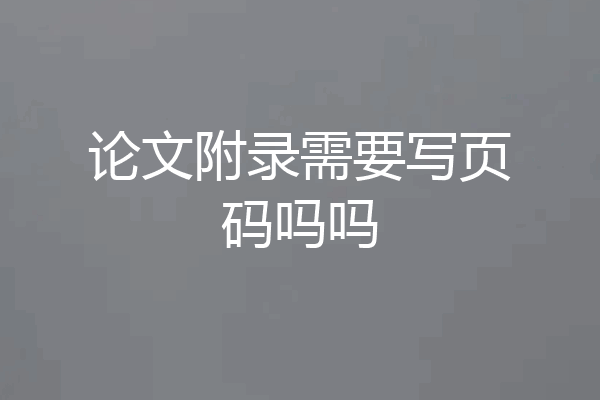 论文附录需要写页码吗吗