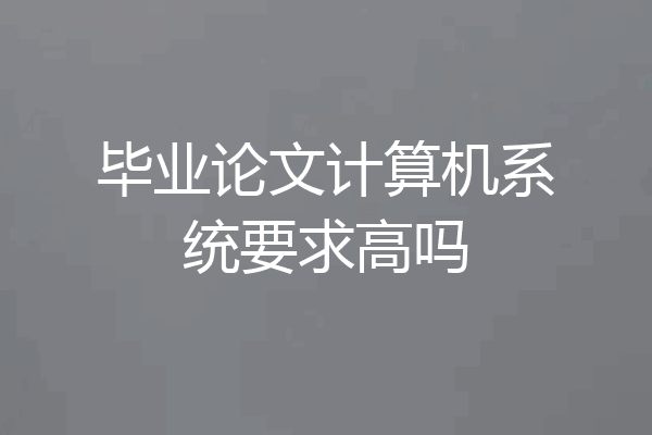 毕业论文计算机系统要求高吗