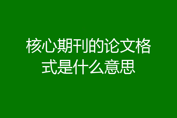 核心期刊的论文格式是什么意思