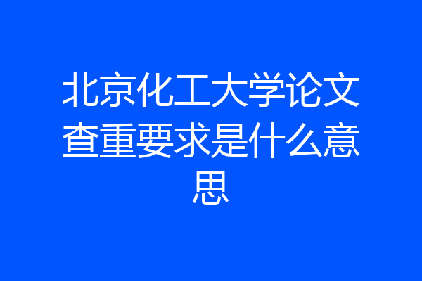 北京化工大学论文查重要求是什么意思
