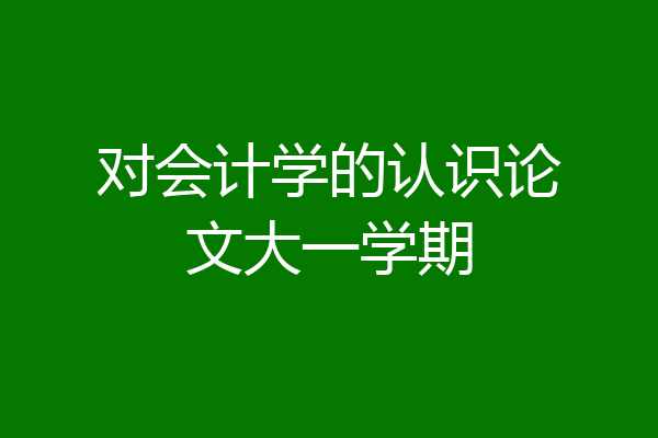对会计学的认识论文大一学期