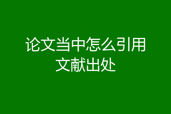 论文当中怎么引用文献出处