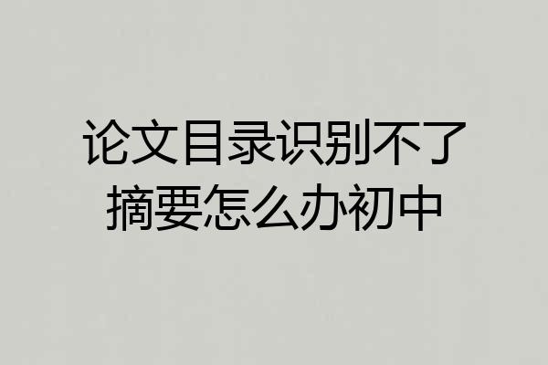 论文目录识别不了摘要怎么办初中