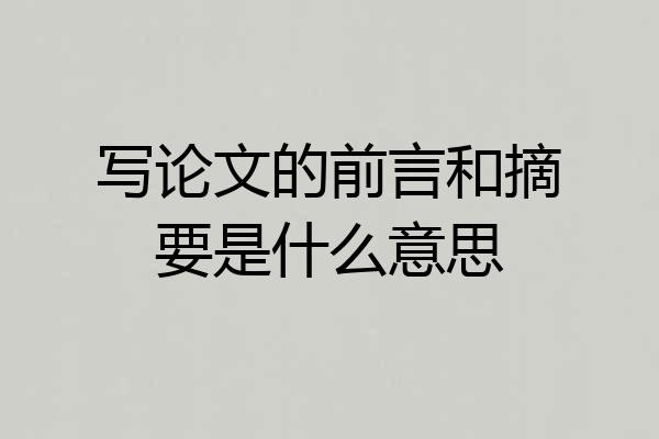 写论文的前言和摘要是什么意思
