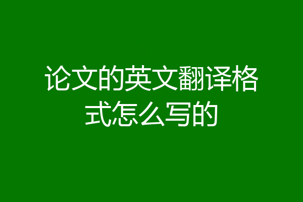 论文的英文翻译格式怎么写的