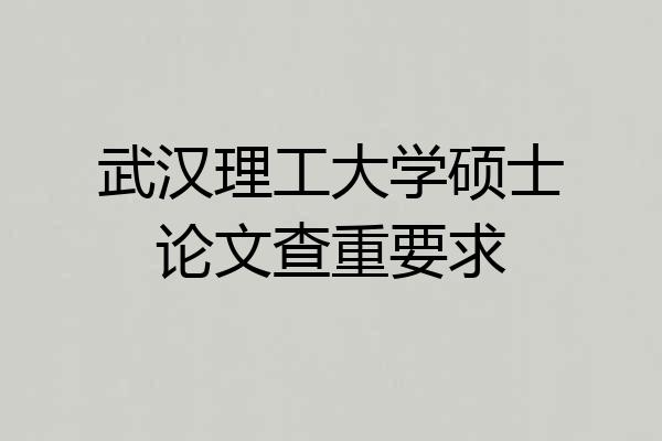 武汉理工大学硕士论文查重要求