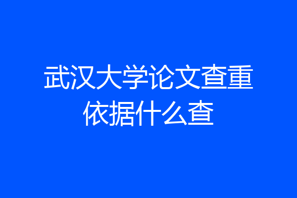 武汉大学论文查重依据什么查