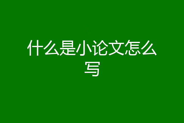 什么是小论文怎么写