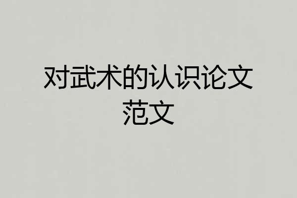 对武术的认识论文范文