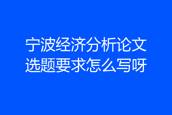 宁波经济分析论文选题要求怎么写呀