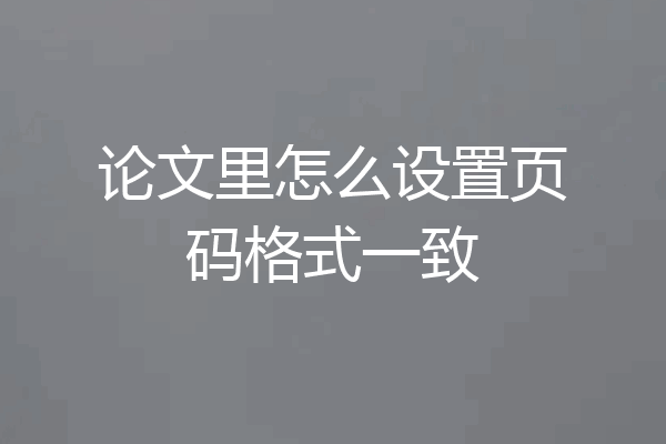 论文里怎么设置页码格式一致