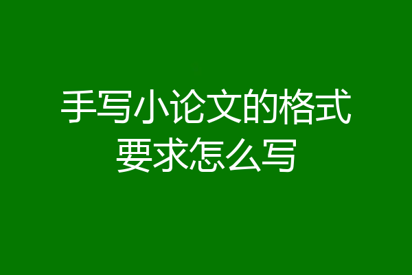 手写小论文的格式要求怎么写