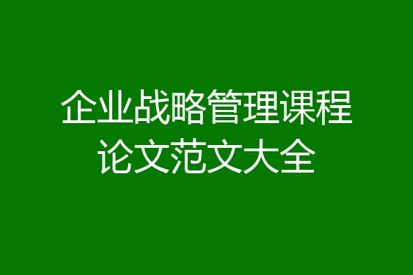 企业战略管理课程论文范文大全