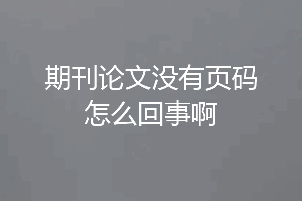 期刊论文没有页码怎么回事啊