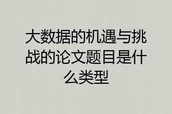 大数据的机遇与挑战的论文题目是什么类型