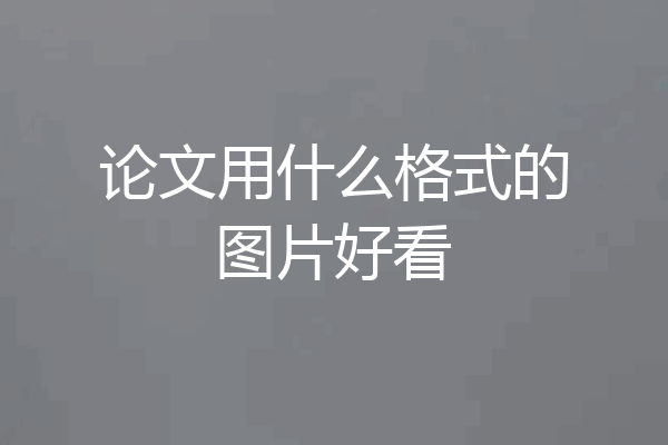 论文用什么格式的图片好看