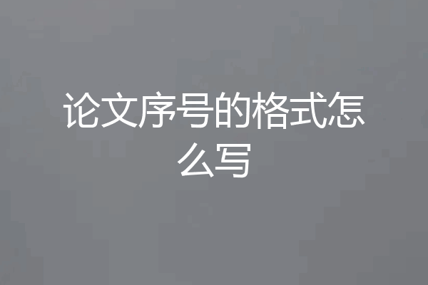 论文序号的格式怎么写