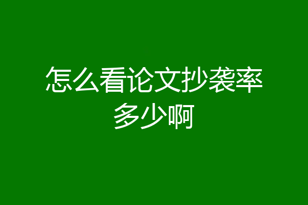 怎么看论文抄袭率多少啊
