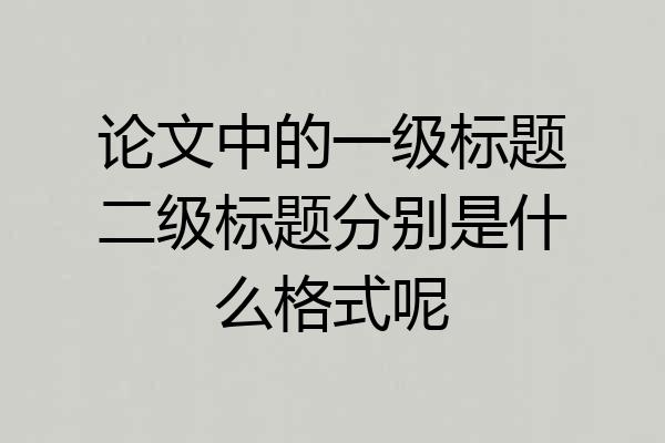 论文中的一级标题二级标题分别是什么格式呢