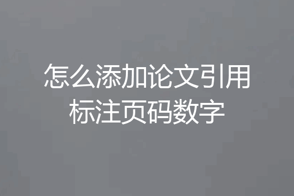 怎么添加论文引用标注页码数字