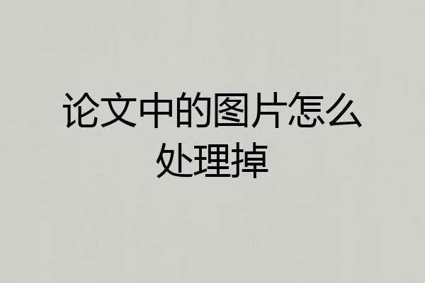 论文中的图片怎么处理掉
