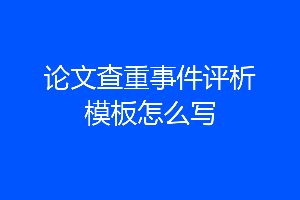 论文查重事件评析模板怎么写