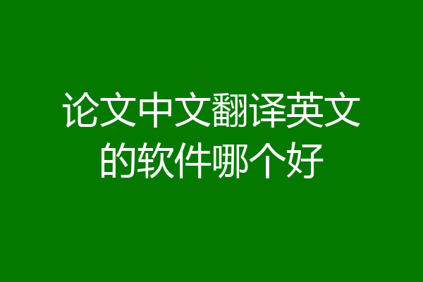 论文中文翻译英文的软件哪个好