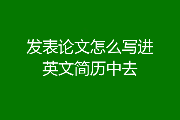发表论文怎么写进英文简历中去