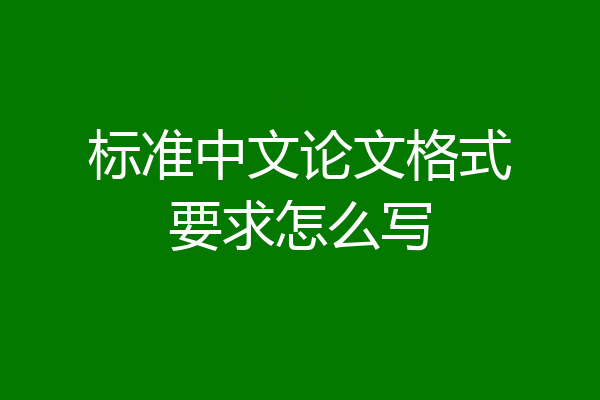 标准中文论文格式要求怎么写