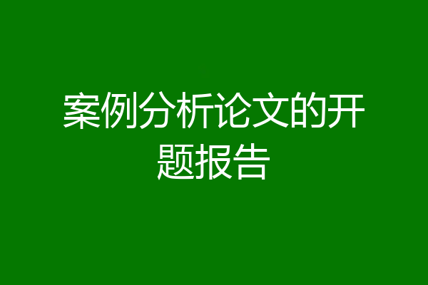 案例分析论文的开题报告