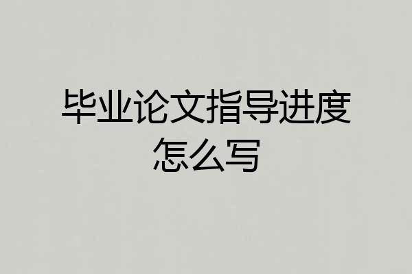 毕业论文指导进度怎么写