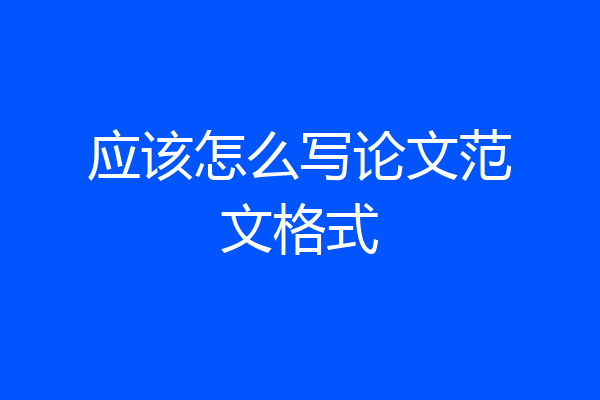 应该怎么写论文范文格式